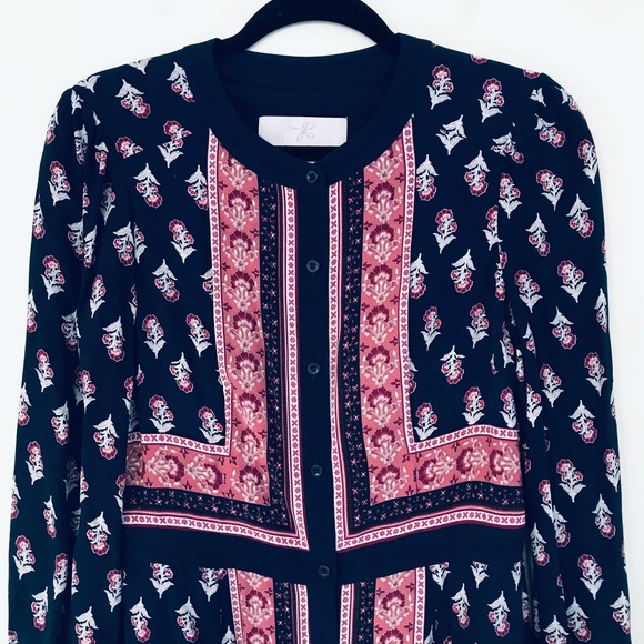 Gal Meets Glam Carlene Woodblock Stripe Button Front Dress Navy Red Women Size 6 - Picture 8 of 12